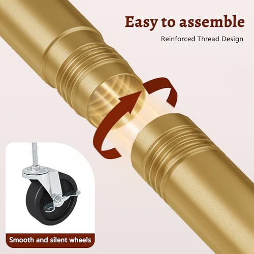 Porte-vêtements double barres extensible et mobile 129cm doré