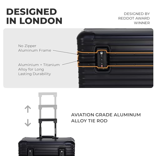 Image of Verage Luxe Aviator 18 inch 100% Aluminum Hardside Spinner Luggage with Multi-Directional Wheels and Telescoping Handle (Black)
