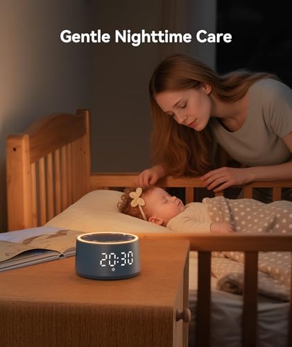 Image of Dreamegg Sound Machine & Alarm Clock - White Noise Machine with 7 Wake-Up Sounds, 0-100% Dimmable, Night Light, Sound Machine for Sleeping, Office, Home, Travel Essentials Gift, Navy