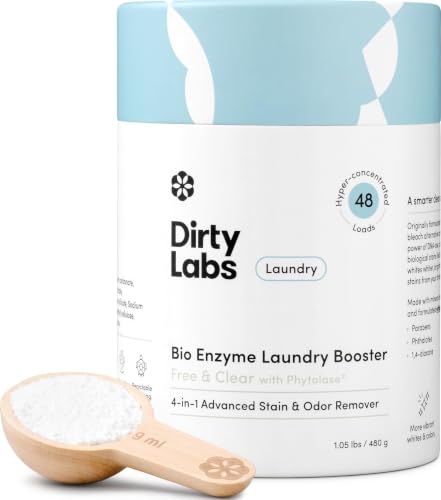 Image of Dirty Labs | Bio Enzyme Laundry Booster | Scent Free | 48 Loads (1 lb) | Hyper-concentrated enzyme stain & odor booster, nontoxic & biodegradable, for HE & standard machines