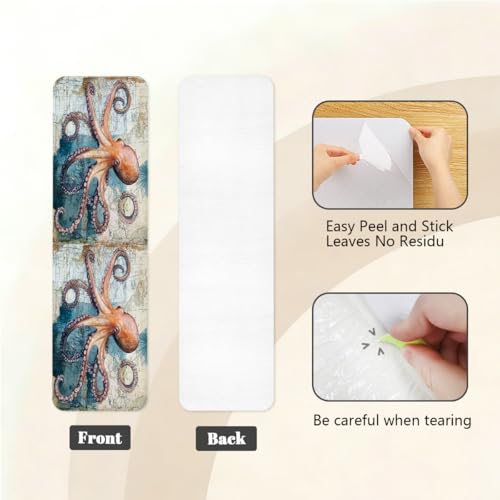 Alfombra para escaleras antideslizante Ocean Kraken de pulpo vintage interior 15 uds 4