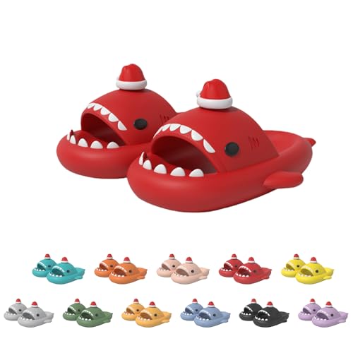 Christmas Shark Slides,Cloudy Shark Slides For Men And Women,3d Cartoon Shark Slippers,Slides For Christmas Halloween