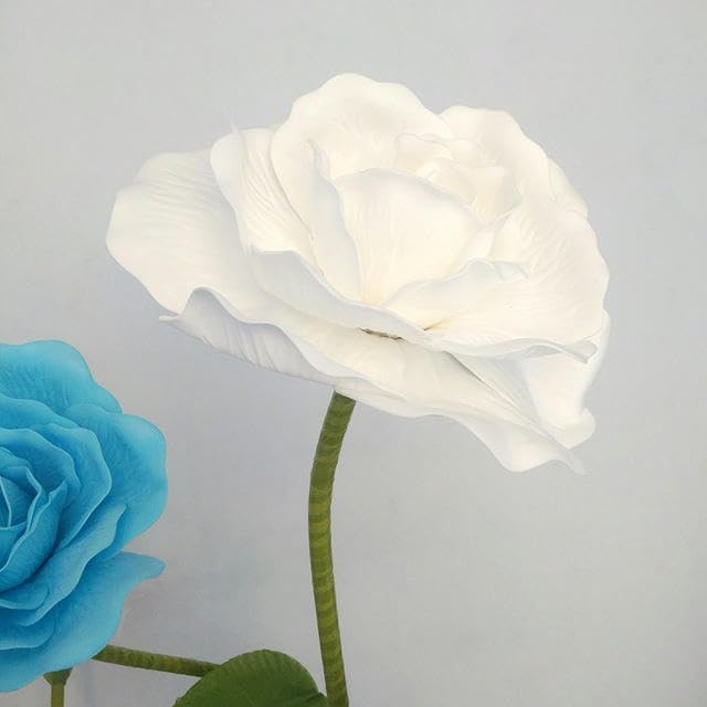 ZEYRU Géant Artificielle Mousse Rose avec Tiges - Fleur Grande Blanche 40cm pour Mariage, Fond Décor, Fenêtre, Affichage Scène Saint Valentin
