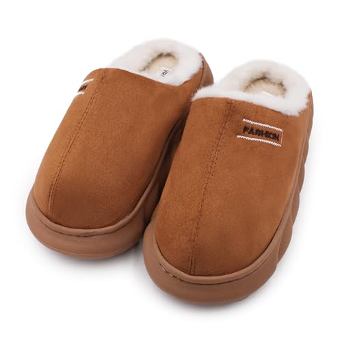 Image of VRITRAZ Men's Warm Fur Slippers | Soft Plush Indoor Shoes | Anti-Slip Cozy Memory Foam Footwear for Winter