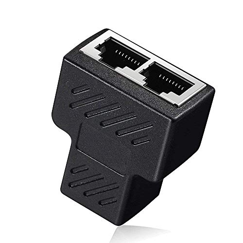 RJ45 Ethernet Splitter, Weletric RJ45 Splitter Adapter 1 to 2 Dual Female Port 8P8C Extender Plug LAN Network Socket Connector for Cat5/Cat5e/Cat6/Cat7 Coupler with Shield [Anti-Signal Interference]