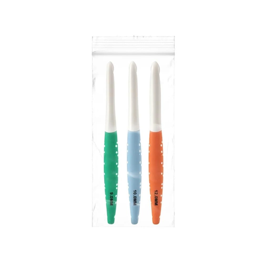 Ergonomic Soft Handle Crochet Hook Cherry Two Color Knitting Needles DIY(3pcs 9.0-12.0mm)