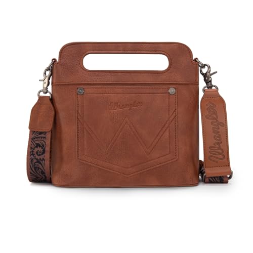 Image of Wrangler Western Handbag for Women Crossbody Bag Top Handle Shoulder Bag Embossed Cowgirl Fringe Purse