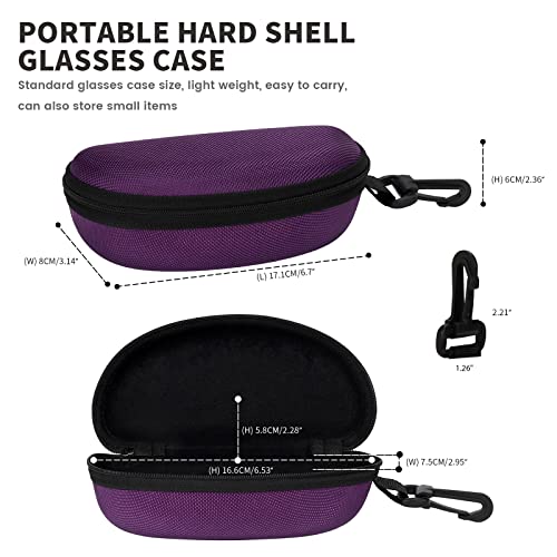 Image of molshine 3 Pieces Portable Hard Shell Sunglasses Case, Zipper Eyewear Eyeglasses Case with Hook for Women Men Travel Sports