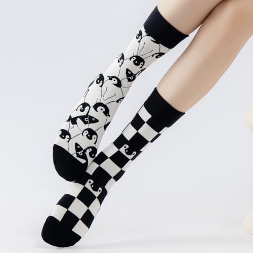 Image of 2 Pairs Cartoon Animal Crew Socks Fun Cotton Mid Calf Socks for Women