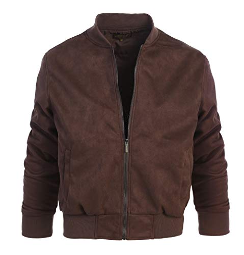 Gioberti Men's Faux Suede Bomber Jacket with Warm Light Inner Padding