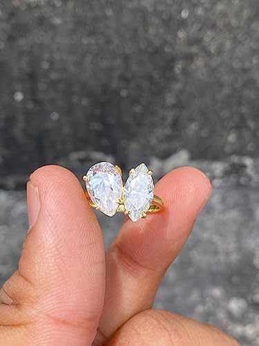 Ssjewel 2 Ct Pear & Marquise Cut Diamond Toi Et Moi Ring Dainty Fancy Toi Et Moi Engagement Ring For Women 14K Gold Plated Toi Et Moi Promise Ring 925 Sterling Silver Handmade Toi Et Moi Jewelry Ring2