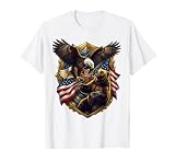 Bald Eagle vs Bear American Wildlife Showdown T-Shirt, Men, White, Small