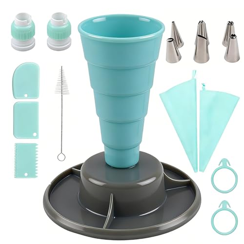 Spritzbeutel Ständer Set mit 8 Schlitzen Blau Backzubehör für Cupcake Tülle Biskuit Kuchen Deko