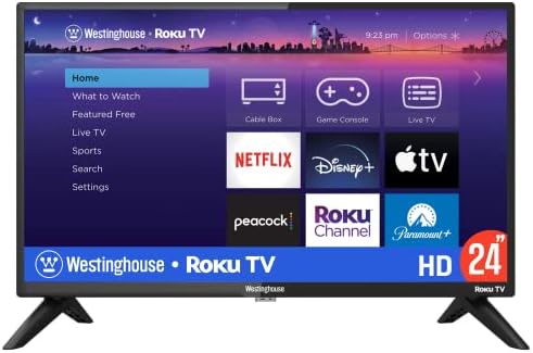 Westinghouse Roku TV - 24 Inch Smart TV, 720P LED HD TV with Wi-Fi Connectivity and Mobile App, Flat Screen TV Compatible with Apple Home Kit, Alexa and Google Assistant, 2023 Model