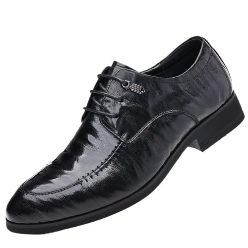 Leather Oxford Dress Shoes Men Classic Pointed Toe Brogue Lace Up Formal Business Wedding Comfortable Non Slip Durable