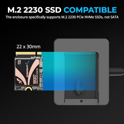 Image of SABRENT USB-C Enclosure for M.2 2230 PCIe NVMe SSDs, 10Gbps Transfer Speed, UASP and Trim Support, Compatible with Windows, macOS, Linux (EC-NE30)