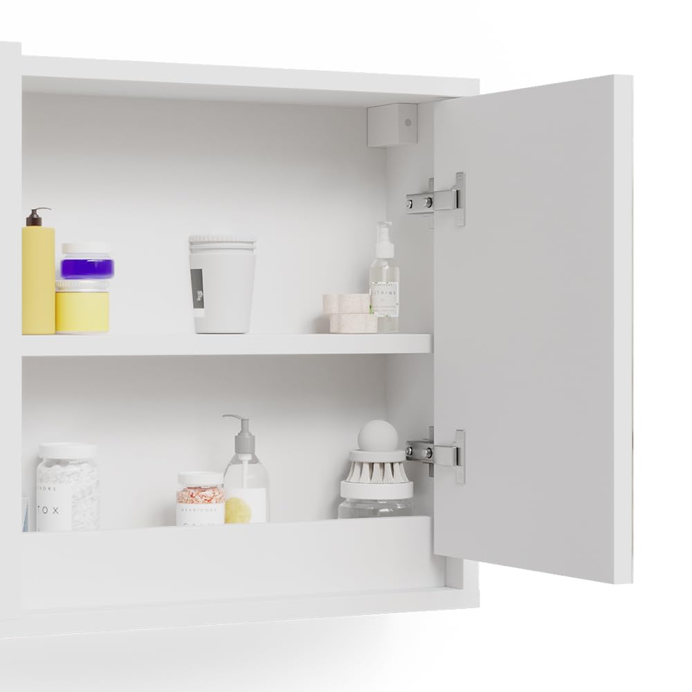 Vicco Armario con Espejo para baño Mila, Blanco, 55 x 45 cm | para montaje en pared con estantes ajustables