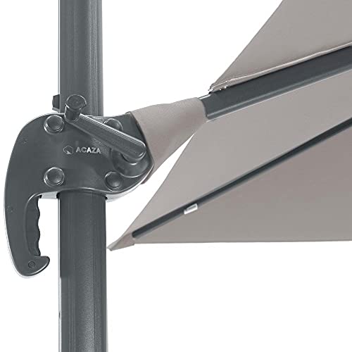 ACAZA Kantelbare Zweefparasol 250x250 cm, Vierkant Zeil, Sterke Zweef Parasol, Licht Grijs - Afbeelding 7