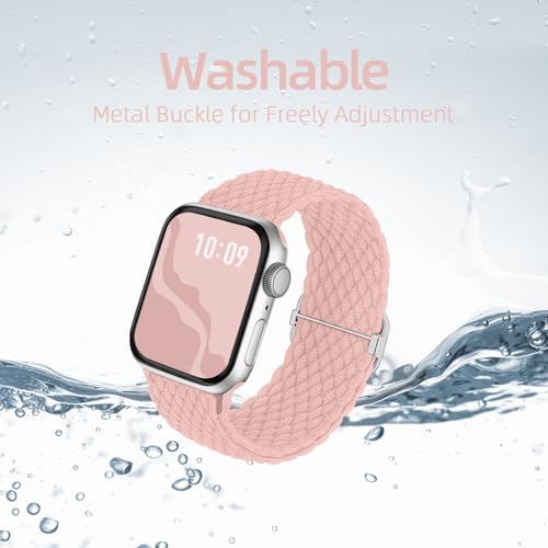 Image of 4 Pack Braided Stretchy Bands Compatible with Apple Watch 40mm 41mm 38mm 42mm 44mm 45mm 46mm 49mm Women Men, Breathable Nylon Elastic Daily Use Straps for iWatch Series 11 /10 9 8 7 6 5 4 3 SE /Ultra 2