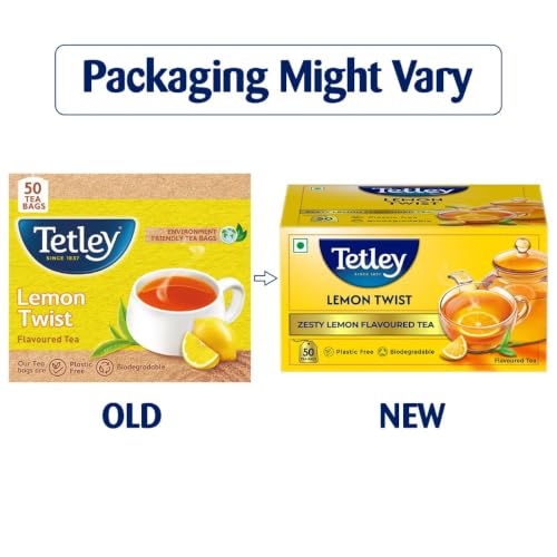 Image of Tetley | Lemon Flavoured Refreshing Tea | Black Tea | 50 Tea Bags