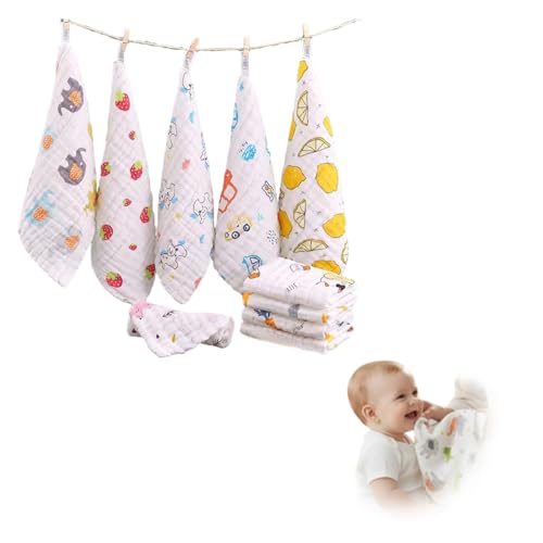 Image of BabyGo Baby Muslin Washcloths, Super Soft 100% Cotton Face Towels | Reusable Hygiene Wash Cloth | Napkin for New Babies | Soft Hankies for Children (Small 30X 30Cm,(Pack of 5)
