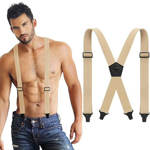 Janmercy X Back Hidden Suspender 1.5 Inches Heavy Duty Airport Work Friendly Suspenders Under...