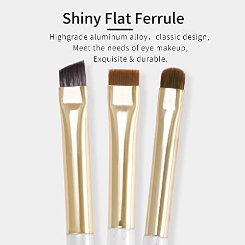 Flat Angled Eyebrow Brush & Fine Angled Eyeliner Brush & Eyelash Brush Set By Enzo Ken, Fine Angled Brow Brush, Flat Eyebrow Brush, Eyeliner Brush Fine Angled, Winged Eyeliner Brush Angled. (White,163-3P) #TOP5