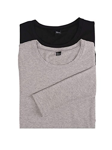 Felina | Key Item Long Sleeve Crew Neck Tee | Cotton & Modal | 2-Pack Black Heather Gray