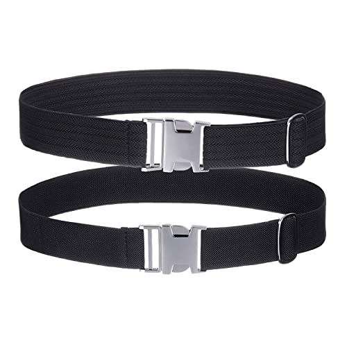 AWAYTR Kids Toddler Belt for Boy - 2 Pack Easy to Use Zinc Alloy Buckle Belts for 2-12 Boys and Girls (Black/Black Ripple)