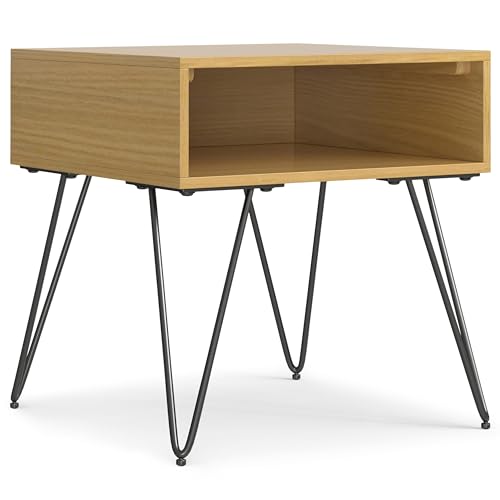 Image of SIMPLIHOME Hunter 22 inch Wide Solid Wood Square End Table in Oak Veneer