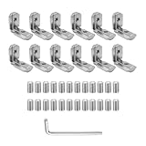 Sixinfeto 12 Pièces connecteurs d'angle pour profilé aluminium 40x40 profile alu à rainure en T 90° série 40 EU avec 24 vis M6 et clé Allen