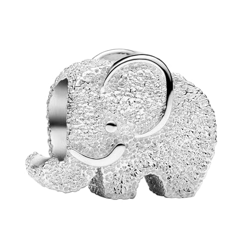 PANDORA Moments 794528C00 - Mini abalorio de elefante estructurado en plata de ley compatible con Moments