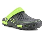 IMTY Mens Lightweight EVA Beach Clogs Summer Breathable Kitchen Garden Hospital Nurse Pool Water Shoe Mules Sandals (Black/Green, UK_Footwear_Size_System, Adult, Men, Numeric, Medium, Numeric_8)