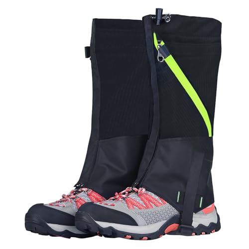 Leg Gaiters Waterproof Snow Boot Gaiters Snow Legging Shoe Gaiters Leg Cover for Walking Hunting Mountain Climbing Snowshoeing (Black_Adult)