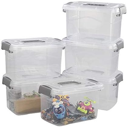 Leendines 5 Liter Plastic Clear Storage Box, 6 Packs Small Boxes with Lids