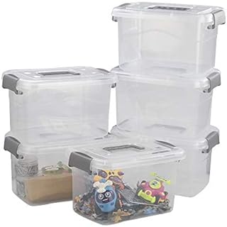 Leendines 5 Liter Plastic Clear Storage Box, 6 Packs Small Boxes with Lids