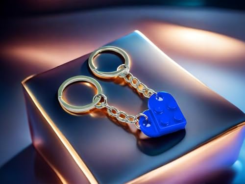 Image of Heart Keychains Matching Brick Keychain for Couples Keychain Heart Building Block Keychain for Boyfriend Girlfriend