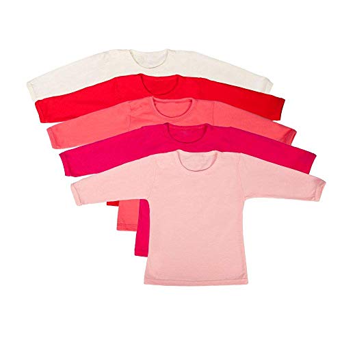 Camiseta Bebê Infantil Kit 5 peças 1 2 3 anos Feminino 100% Algodão Tamanho:2 Anos