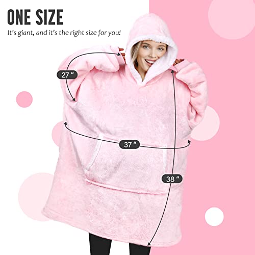 Whalehub Oversized Wearable Blanket Hoodie, Big & Warm Sweatshirt For Women & Men With Giant Pocket (Pink) #TOP4