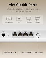 Cudy Dual Band BE3600 Wi-Fi 7 Router WR3600E 4 Gigabit-Ports, 2,0 GHz Quad Core, 4 Antennen VPN Clients & Server, Cudy APP, Cloud-Steuerung – Ansicht 3