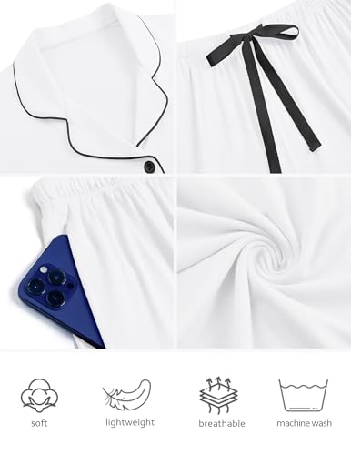 Image of ZMJ Pajamas for Women Set 2 Piece Pj Short Sets Bride Sleepwear Button Up