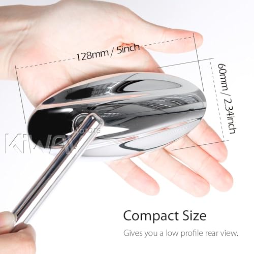 KiWAV Magazi Ultra Chrome Motorcycle Mirrors Oval Shape CNC Aluminum 10mm 1.5 Pitch compatible for BMW - Thumbnail 5