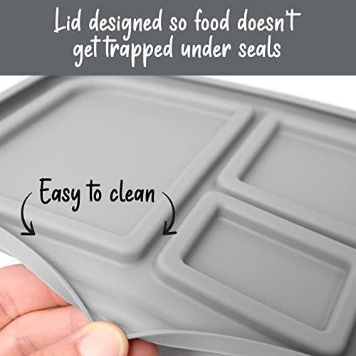 Primastella Unbreakable Silicone Lunch Box For Kids And Adults - Divided Bento Box (Stone) #TOP5