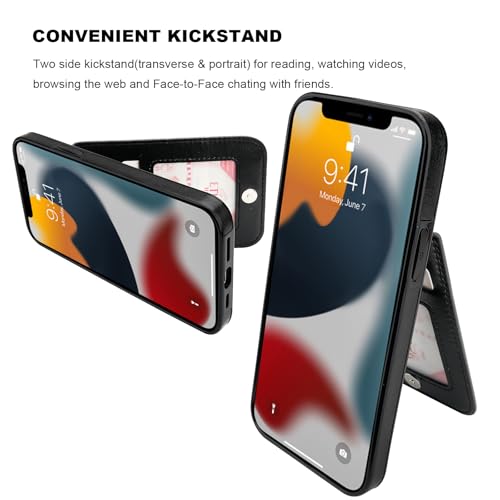 KIHUWEY for iPhone 13 Pro Max Case Wallet Compatible with MagSafe Wireless Charging, Credit Card Holder, RFID Flip Leather Magnetic Clasp Kickstand Heavy Duty Protective Cover 6.7 Inch (Black) by KIHUWEY - Used condition - Image 5