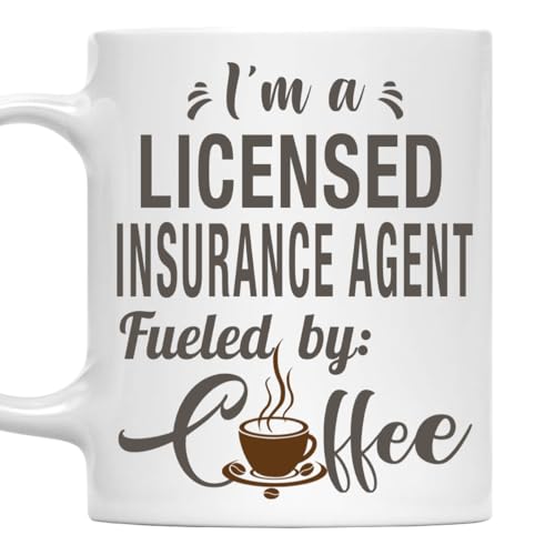 MONIZILUCKY I'm a Licensed Insurance Agent Mug, Fueled by Coffee Cup Gift