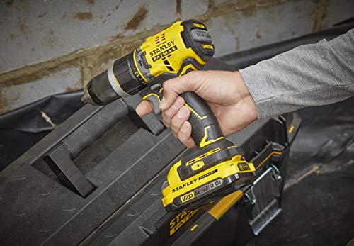 STANLEY FATMAX Taladro Percutor Sin Cable V20 (18V), Motor Sin Escobillas, 80Nm, 2 Baterías 2Ah, Cargador, Maletín, Portabrocas Metálico 13mm, 14 Posiciones de Par, SFMCD721D2K-QW - imagen 12