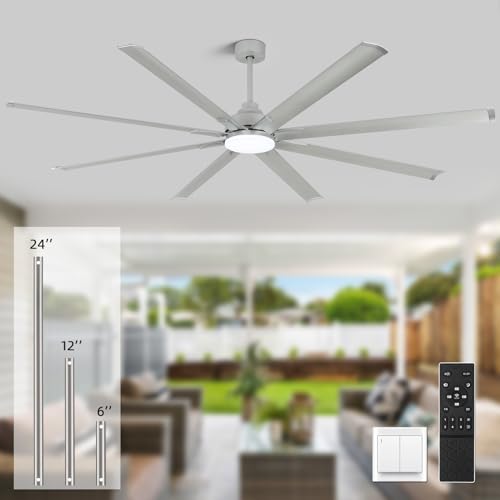 YYEHON 96 Inch Ceiling Fan with Light and Remote Control，Industrial