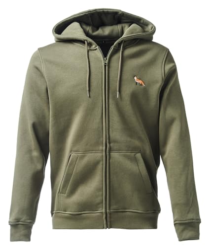 Baddery Jägerjacke Herren - Fuchs - Jagdjacke Männer - Geschenk für Jäger - Kleidung Jagd Zubehör (BY012 Zip-Hoodie Oliv XXL)
