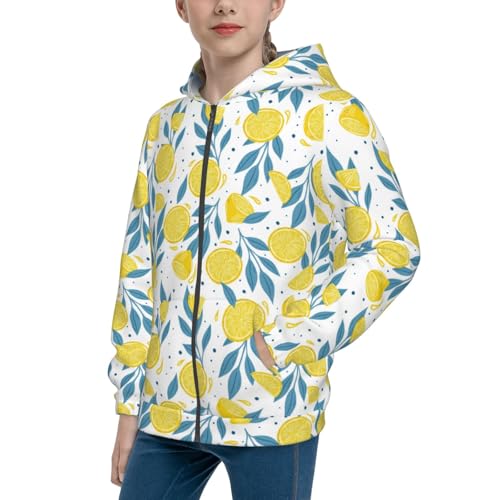 Lemons and Leaves Kids Pullover Hoodies Boys Zip Up Sweatshirts Girls Athletic Clothes with Pocket