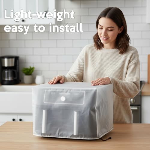 Image of Air Fryer Dust Cover also for Microwave Oven,Cocktail Maker Water Proof Lightweight Covers with drawstring, Compatible with Gourmia, Breville, Ninja -21W x16D x13H in